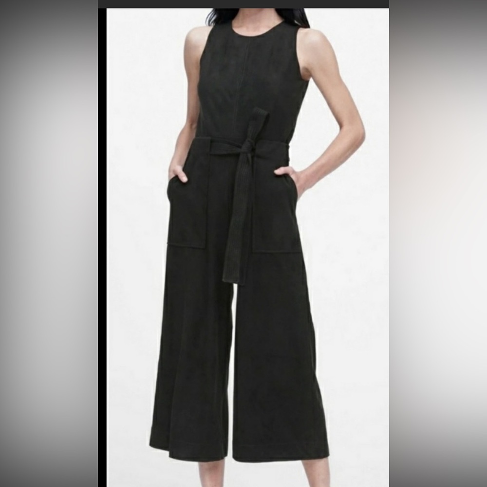 AMAZING CONDITION Banana Republic Black Suede Wide Leg Jumpsuit